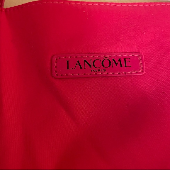 NWT Lancome Makeup Orange and Pink Lined Large Canvas Tote Bag - Picture 5 of 9